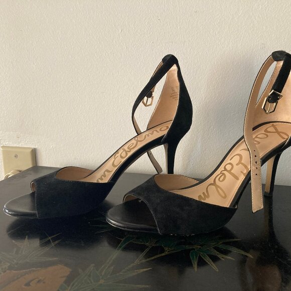 LIKE NEW! Black Porchia Sam Edelman Suede High Heel Shoes -  7M - Picture 12 of 13